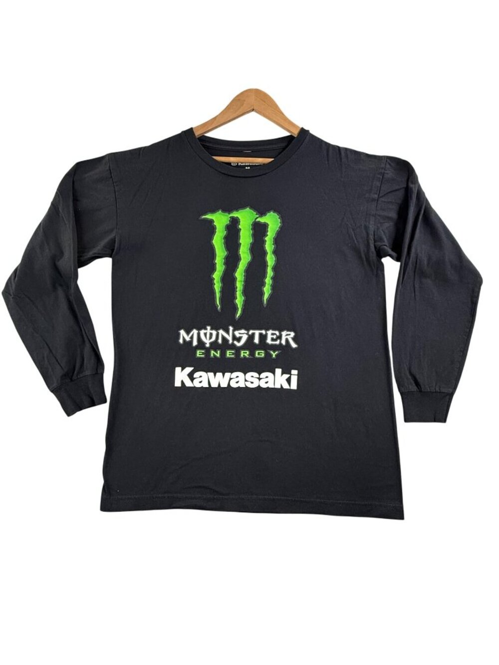 Monster Energy Kawasaki Shirt Mens Medium Black Motocross Long Sleeve Tee Y2K